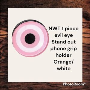 NWT I piece  mobile phone push and pull bracket pink/white devils eye